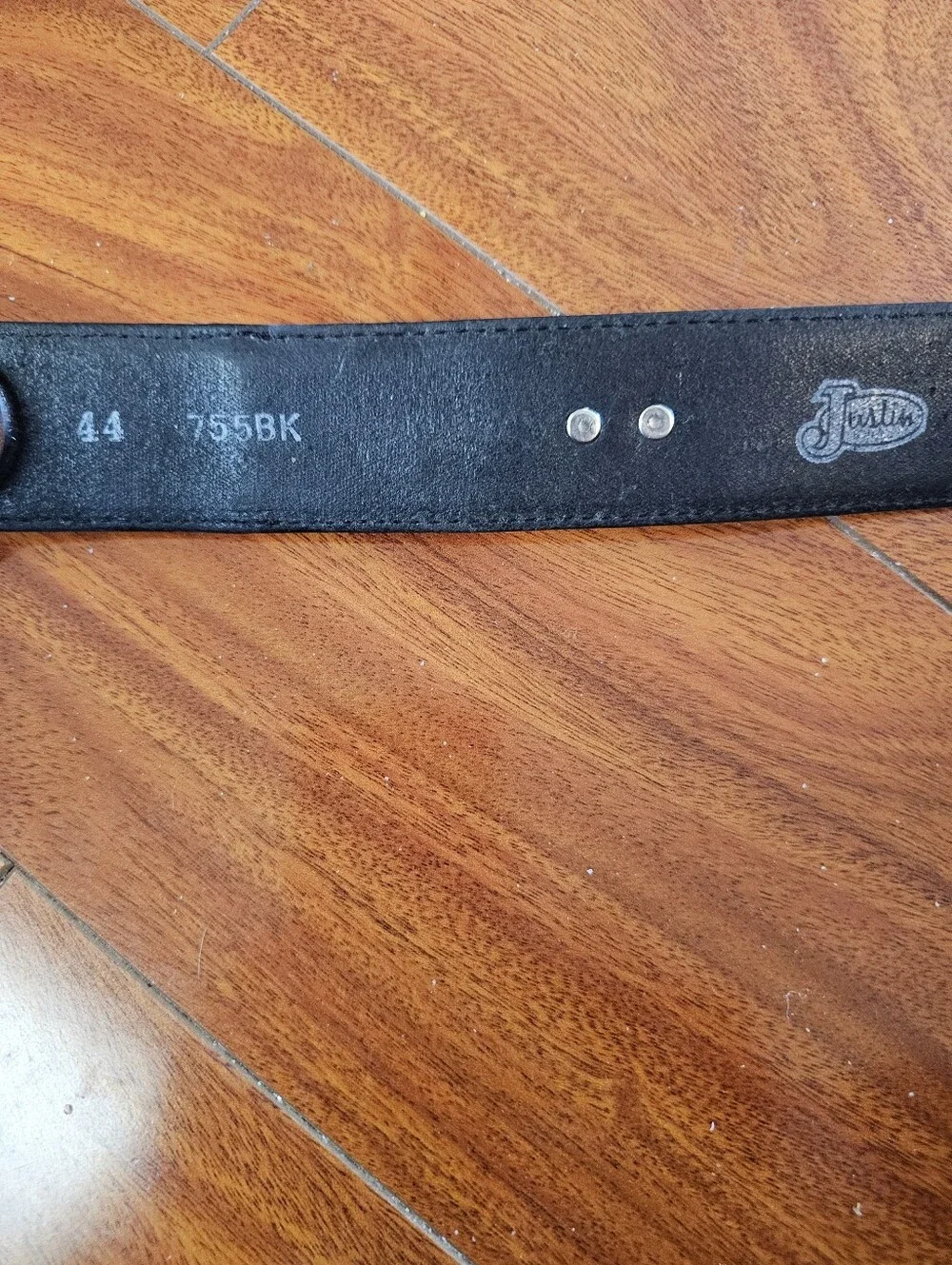 VTG Justin 755BK Two Tone Leather Concho Belt 44 GUC